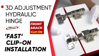 Fast Clip On Hydraulic Hinge Installation 3D Adjustment Soft Close Furniture Hinge TEMAX HBE30 screenshot 4