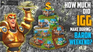 HOW MUCH 💸MONEY💸 Lords Mobile make in a BARON WEEKEND