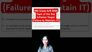 Inflation Target (Failure to Maintain IT) Topic of the Day | ESI Preparation for RBI/NABARD 2025