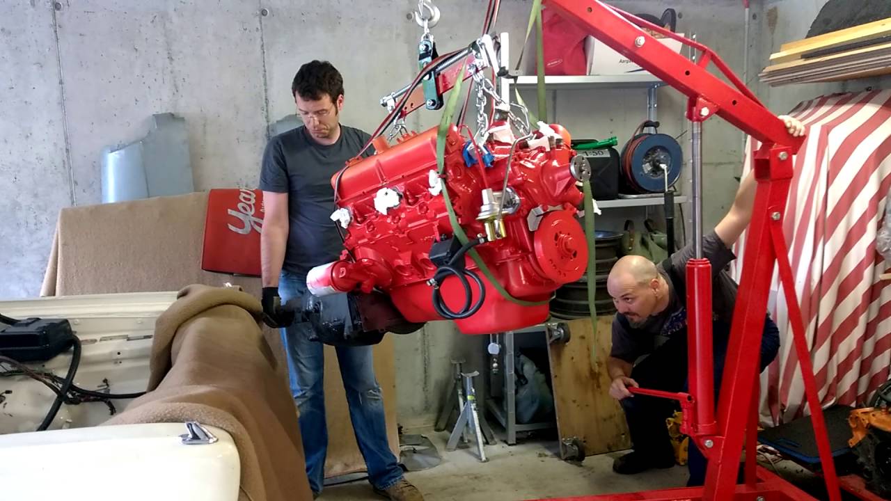 1966 273 Mopar Commando Engine installing Part 1 - YouTube