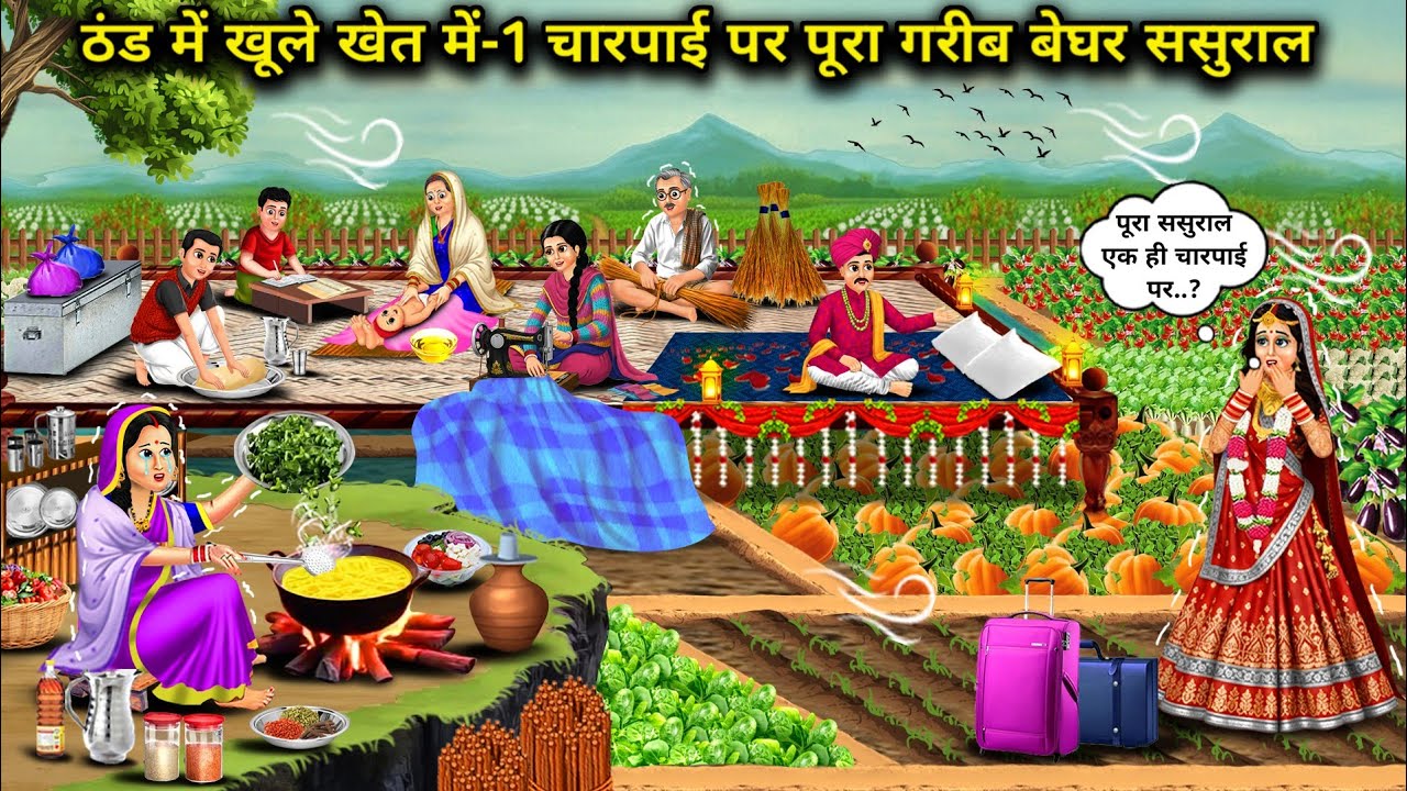 ठंड में खूले खेत में-1 चारपाई पर पूरा गरीब बेघर ससुराल |Entire Homeless Poor In-Laws Lived On A Cot