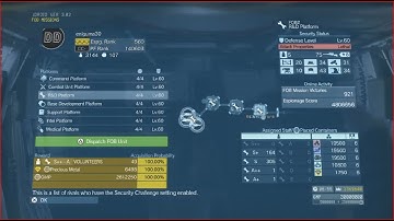 MGSV:TPP Lv.60 FOB R&D Platform NO PRIMARY BACK WEAPON CHALLENGE x2.00 Handicap PERFECT STEALTH