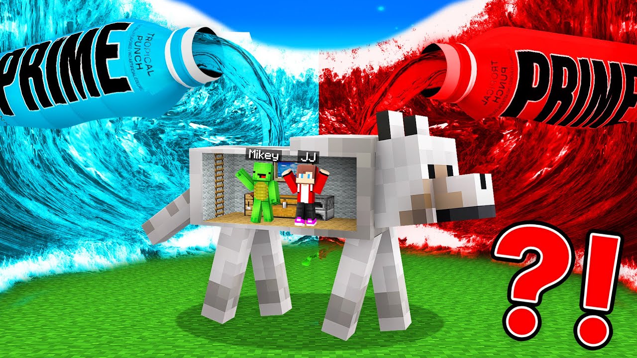 PRIME Drink Tsunami vs. Mikey & JJ Bunker in DOG in Minecraft