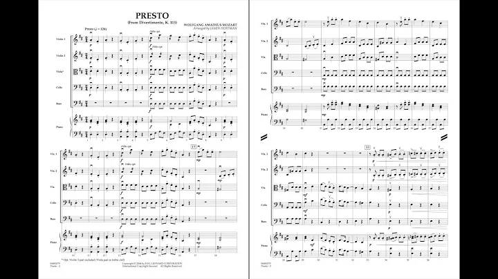 Presto by Wolfgang Amadeus Mozart/arr. Jamin Hoffman