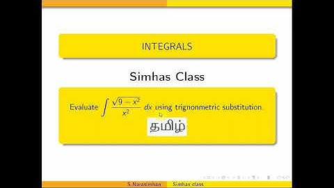 #MA3151- Integrals - Part B Evaluate integral sqrt{9-x^2}by x^2 dx using trigonometric substitution.