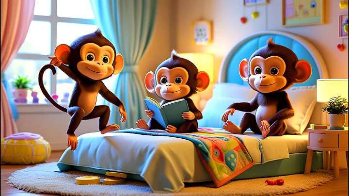 Five Little Monkeys Jumping on the bed - 3D Animation English Nursery rhyme for children