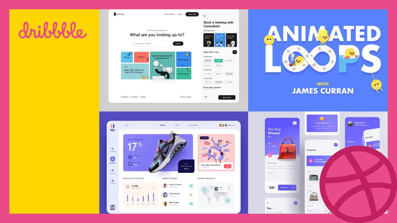 AdWords Single Fold Layout / Animated Loops / Unusual Invest Dashboard / Getshop Shoping app design