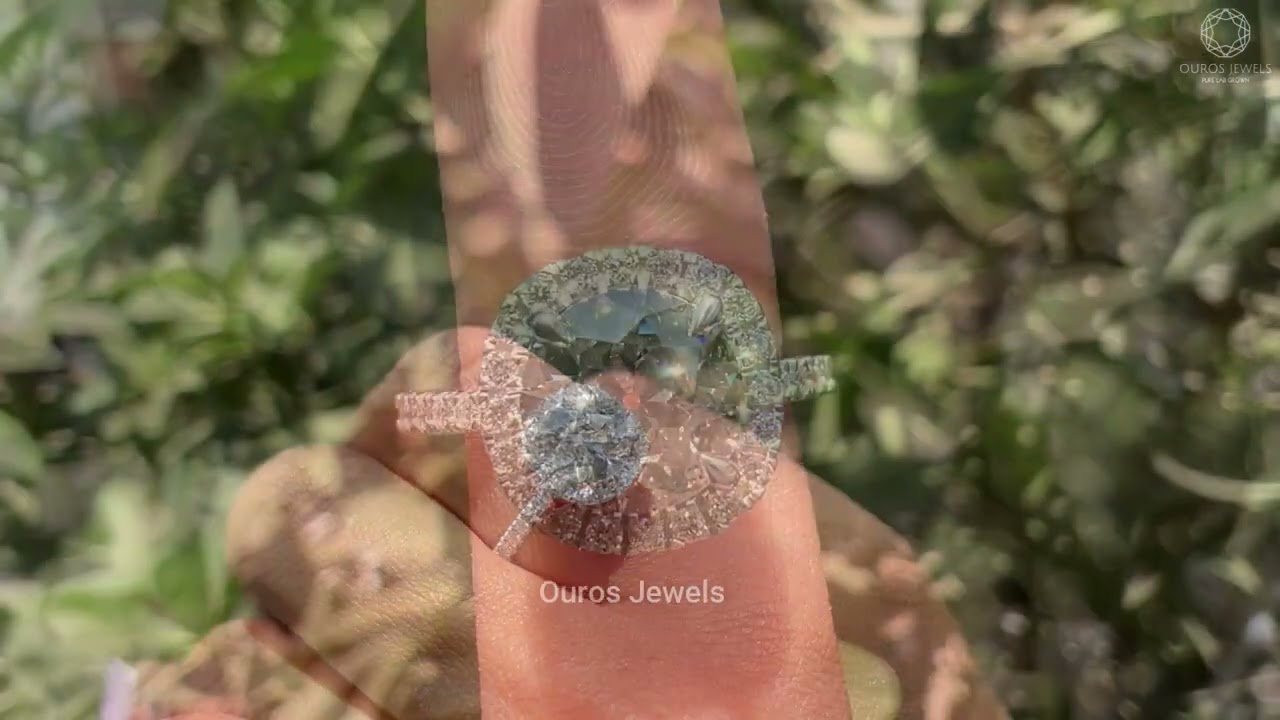 OEC Round Cut Halo Diamond Engagement Ring  