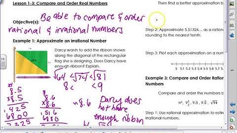 Lesson 1-3: Compare and Order Real Numbers