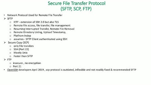 File Transfer Protocols (SFTP, SCP, FTP)