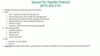 File Transfer Protocols (SFTP, SCP, FTP)