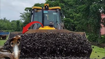 JCB Backhoe Loader Loading Stone in Tractor - Tractor Carrying Stone - JCB Working Video - JCB gitti