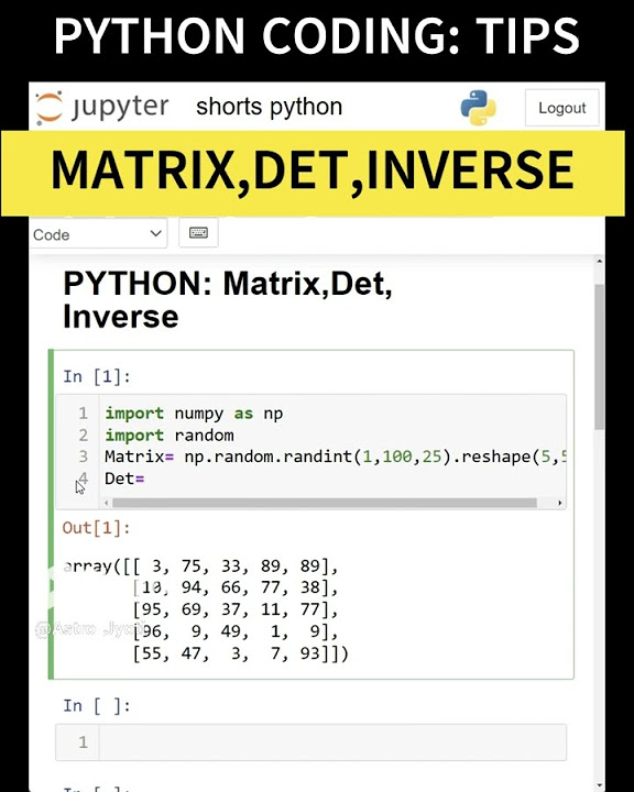 Python numpy matrix determinant inverse 3 youtubeshorts coding 