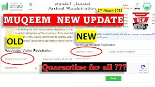 Saudi Arrival Registration In Muqeem New Update- Instuitional Quarantine Applicable For All ???