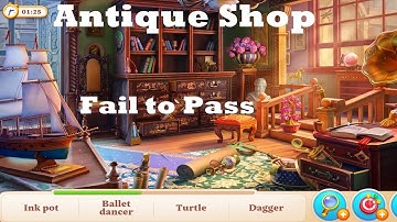 Manor Matters Hidden Objects Antique Shop Fail to Pass - HD | Key, turtle, runes, compass, pistol