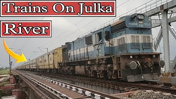 Trains On Julka River | 11 In 1 High Speed Trains On Julka River | Howrah - Barddhaman Chord Line