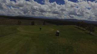 Jackpot golf course home #14 aerial view from a drone.