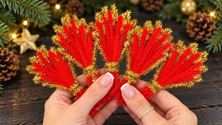 ✨ Easy Christmas Flower from Pipe Cleaners | Beautiful DIY Christmas Decoration 🎄