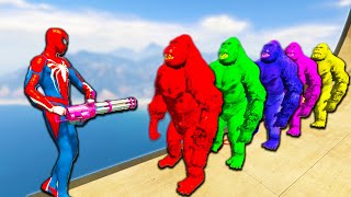 GTA 5 Crazy Ragdolls RED SPIDERMAN vs GORILLA (GTA 5 Euphoria Physics Funny Moments & Fails)