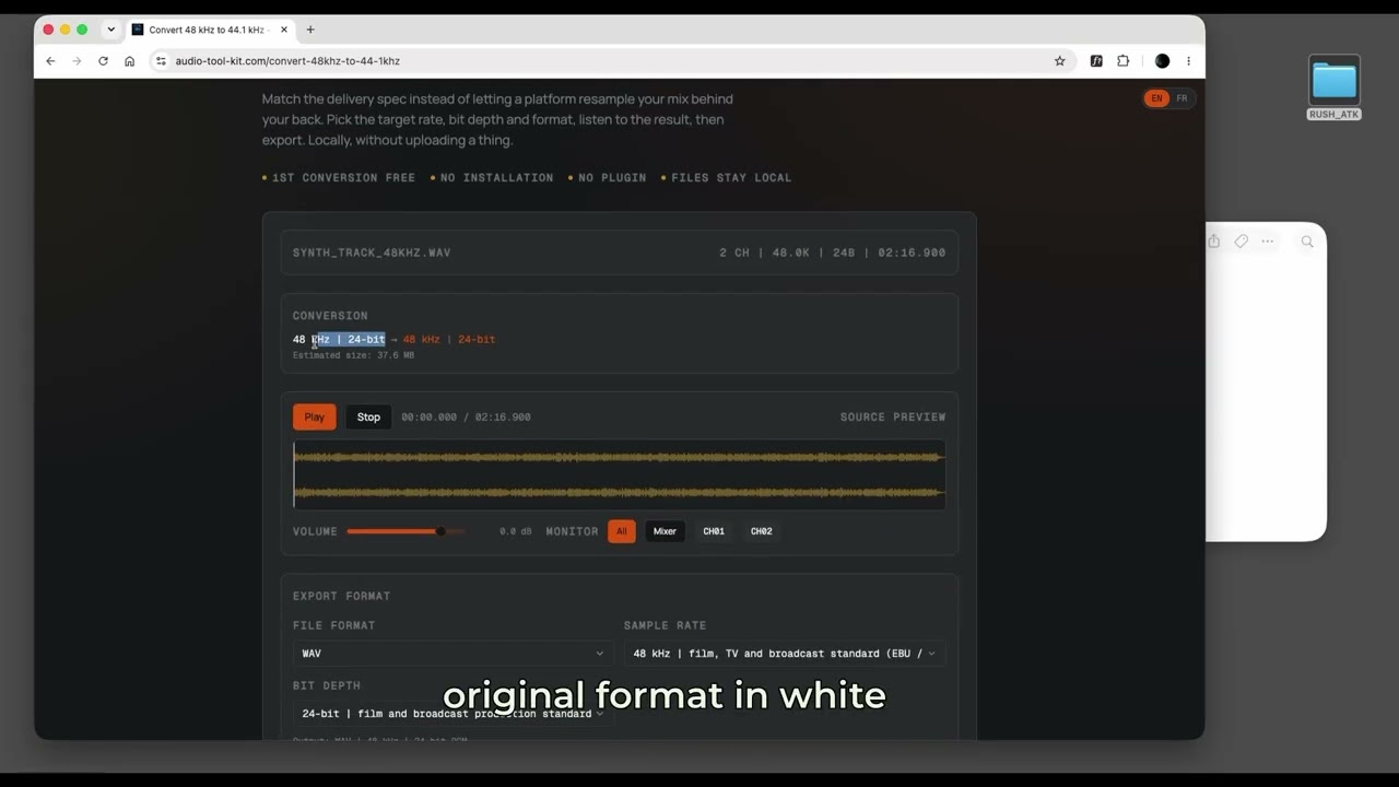 How to Convert 48 kHz to 44.1 kHz Online — No DAW Required
