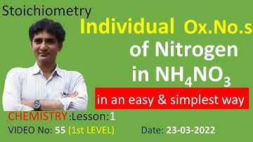 Individual oxidation numbers of Nitrogen(N) in Ammonium Nitrate NH4NO3 #IIT #NEET #INTER # CHEMISTRY