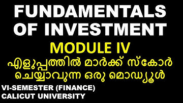 FUNDAMENTALS OF INVESTMENT |PORTFOLIO ANALYSIS |CALICUT UNIVERSITY |BCOM | 6TH SEM