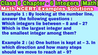Class 6 Ch-6 Example 1 | Example 2| Integers | Chapter 6 | Math NCERT Examples Solutions | CBSE