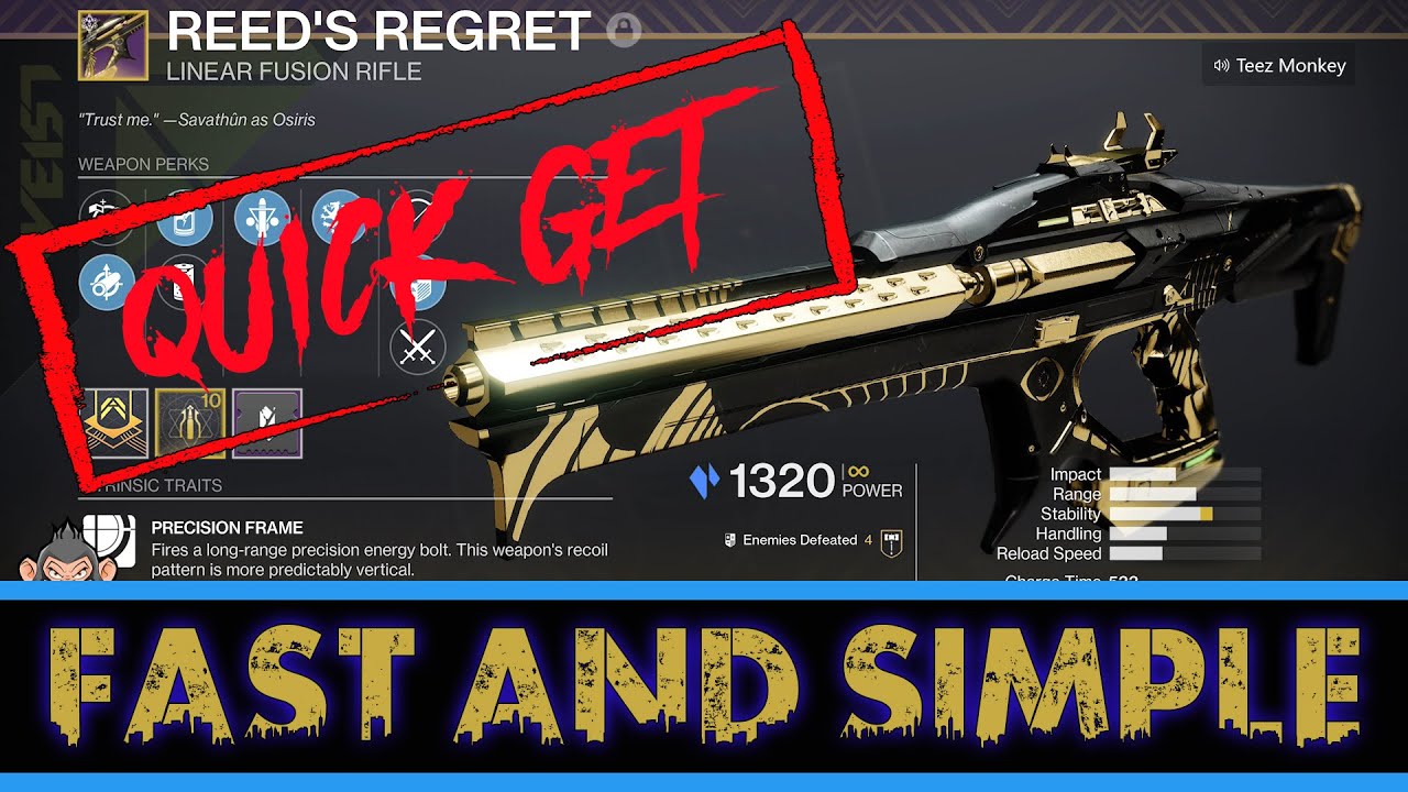 Destiny 2 Reeds Regret How to get it (UPDATED, READ DESCRIPTION