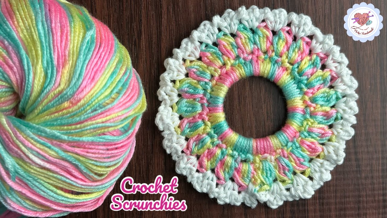 Colorful & Wonderful Crochet Hair Scrunchies  / Crochet Hair Ties/ ยางรัดผมโครเชต์หลากสี