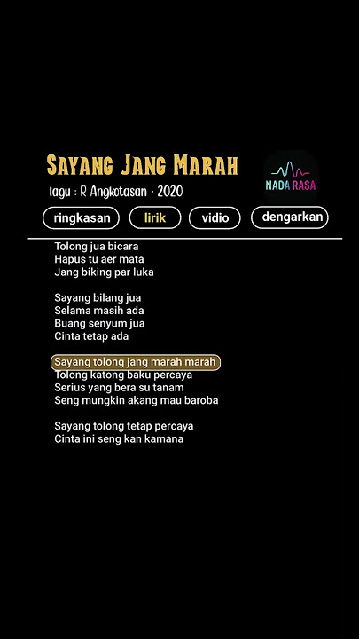 SAYANG ADA APA TOLONG JUA BICARA || Lagu Viral Tiktok #liriklagu #lyrics #shorts