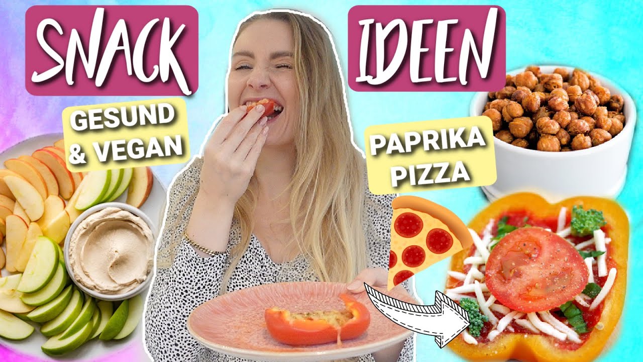LECKERE SNACK IDEEN für JEDEN!😋 Schnell, einfach, vegan & GESUND! Paprika Pizza🍕 & DIY Chips!😍
