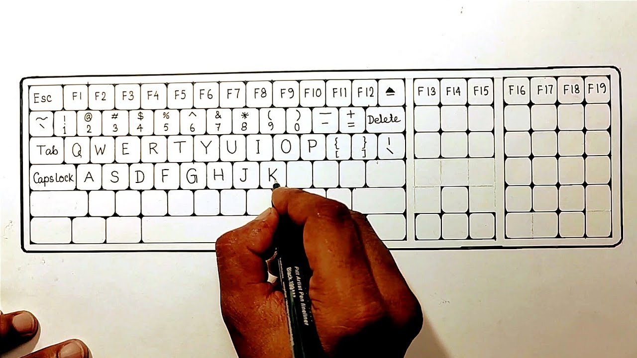 Computer keyboard drawing easily/How to draw keyboard in easy way - YouTube
