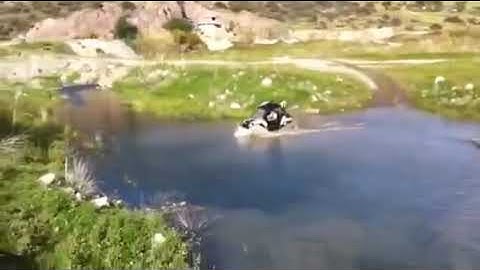 Harpas  ATV with Polaris RZR 800 very deep water crossing floating