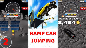 Ramp Car Jumping Gameplay Highscore 2424M WORLD RECORD MAX LEVEL (Engine,Boost,Bonus)