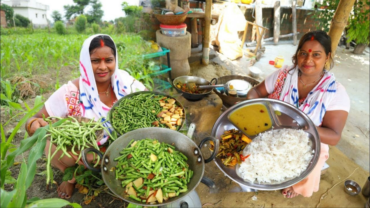 मेरे तरीके से बनाएं बीन्स की चटपटी सब्जी Green Beans ki sabzi Lobia/Barbati Harvesting