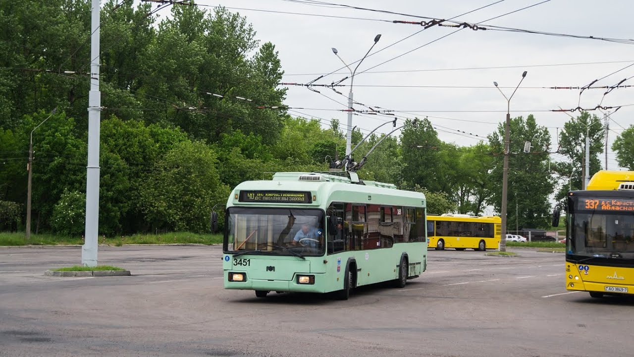 Поездка в троллейбусе БКМ-321,№3451,марш.40д