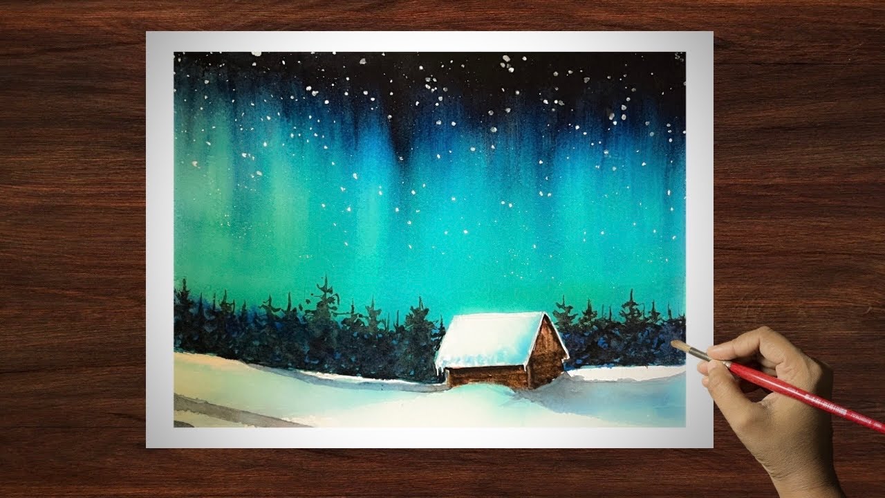 Watercolor Northern Lights Painting for Beginners 