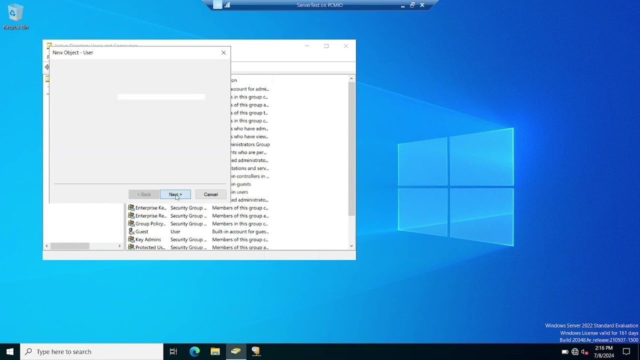 Create User Active Directory WS2022