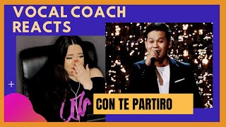 Vocal Coach Reacts to MARCELITO POMOY Con Te Partiro on America's Got Talent/CON TE PARTIRO REACTION