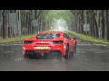 Ferrari 488 GTB (Akrapovic) - Start Up, Accelerations, Revs and Powerslides in the rain!!