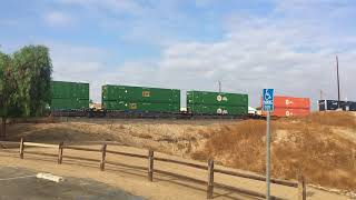 UP 7819 leads Westbound Stack Train passes through Riverside CA
