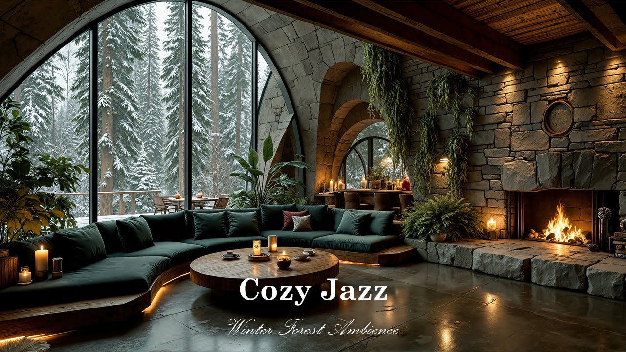 Calm Instrumental Jazz Music in Winter | Christmas Ambience with Soft Jazz at Forest Lounge to Relax