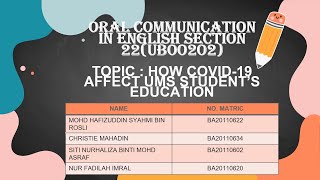 UB00202 ORAL COMMUNICATION IN ENGLISH PROJECT INTERVIEW SECTION 22 GROUP 3 20/21