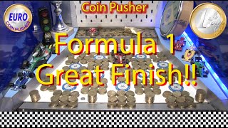 Formula 1 Episode with a great Finish!!!! - Euro Coin Pusher Episode 81