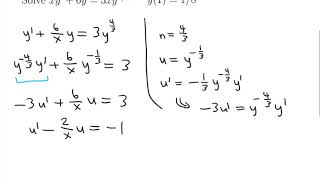 Solving a Bernoulli Differential Equation (Example)