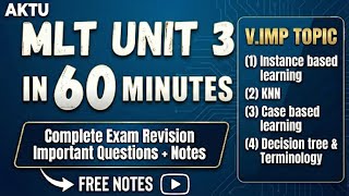 🔥 MLT Unit 3 One Shot | KNN, Instance Based Learning | AKTU Exam