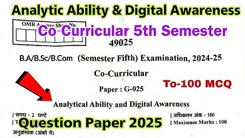 Co Curricular 5th semester 2025-26 | Analytic Ability and Digital Awareness 🔥BA, B.Sc, B.Com Exam