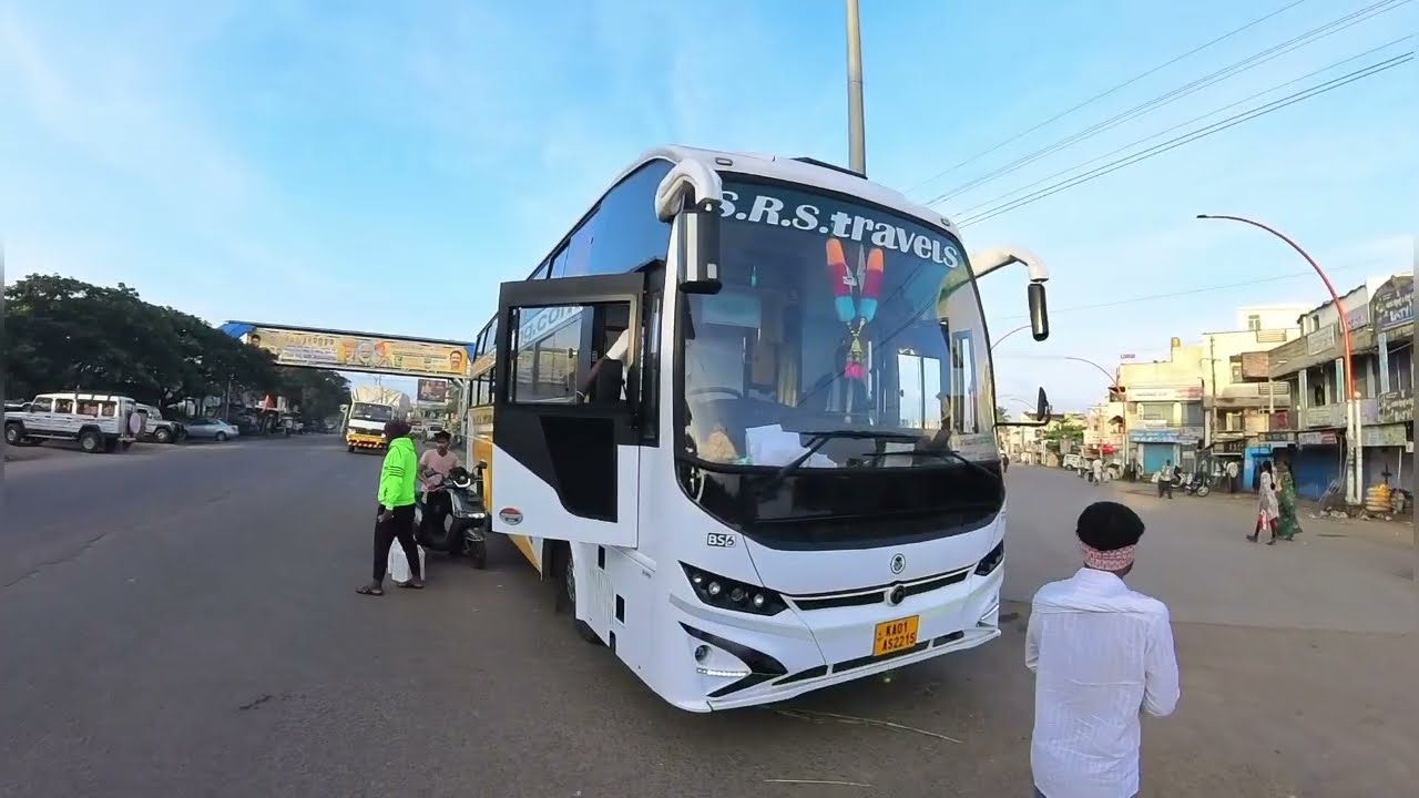 he is back SRS travels  brand new Ashok Leyland bus journey Bangalore to Navalgund