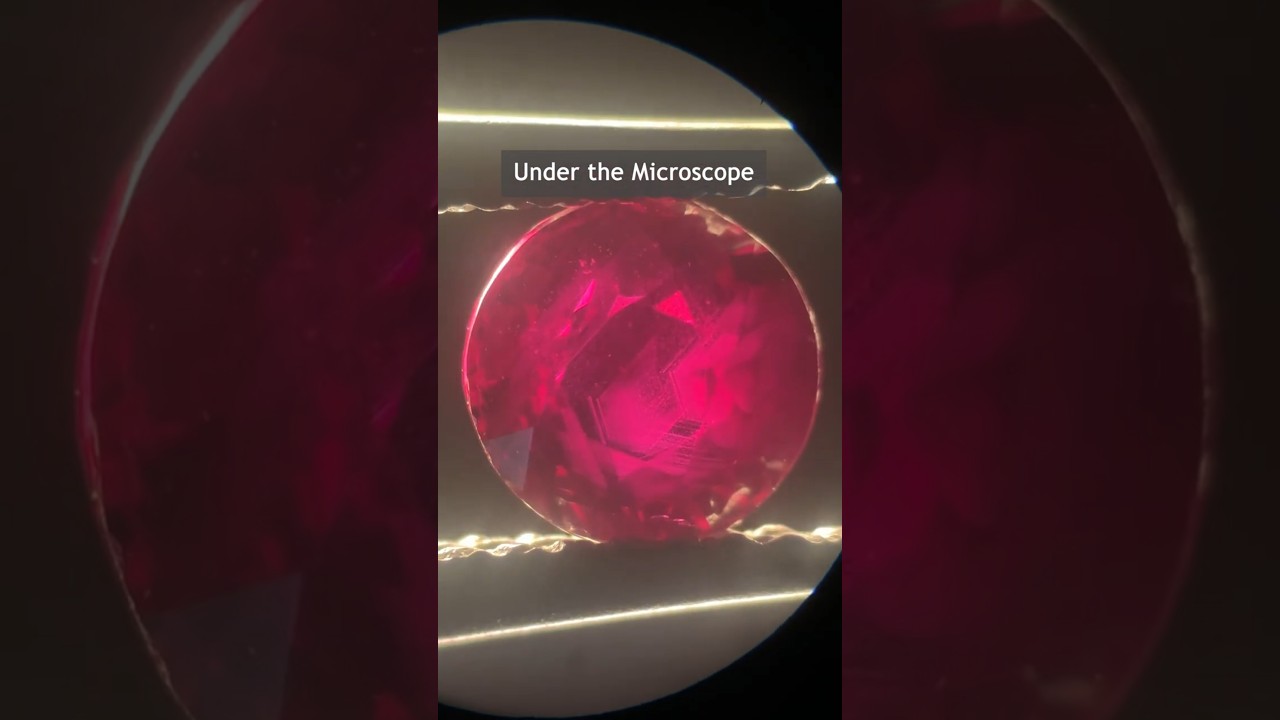 Unheated Madagascar Round Ruby under the microscope with GRS Cert 