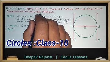 Class-10 Ex-10.2 Q4 (Circles), Prove that the tangents drawn at the ends of diameter of a circle are